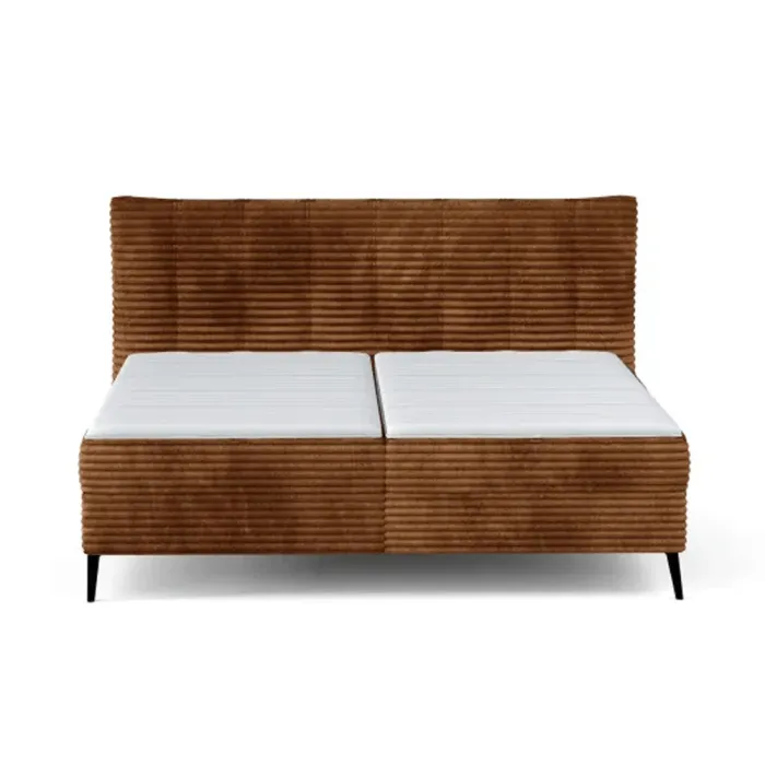 Continental bed with headboard and linen boxes