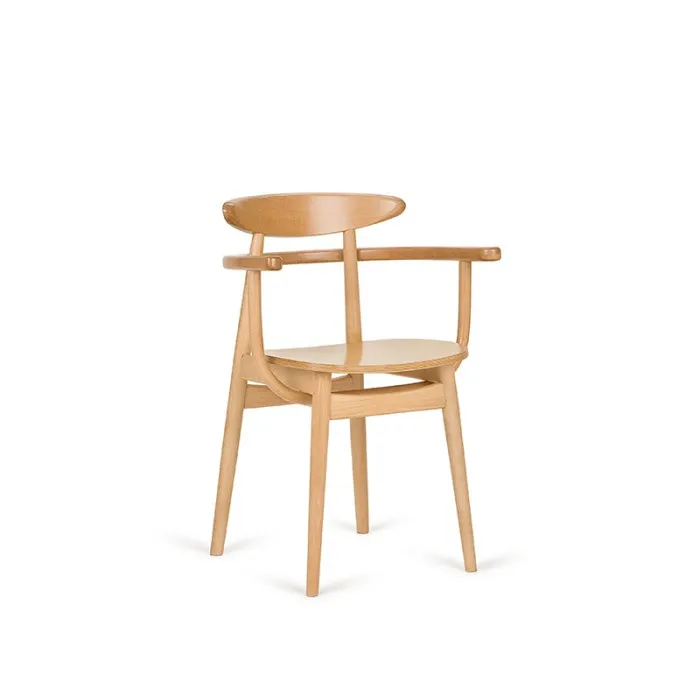 Upholstered design dining chair with wooden legs