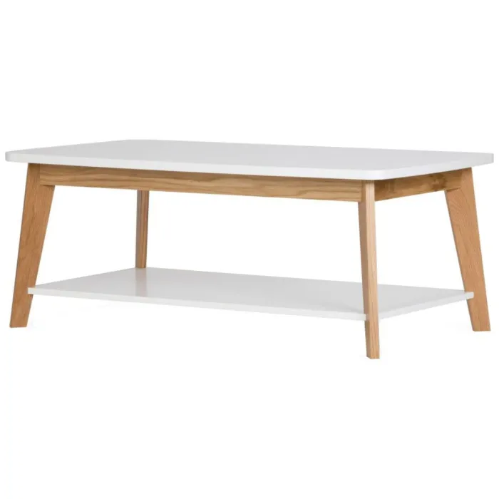 Wooden coffee table with a shelf for the living room