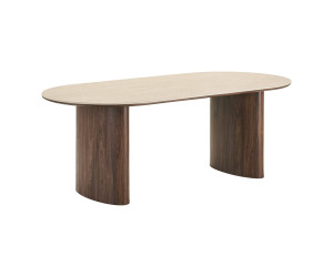 Ēdamgalds DELPHI — krāsa: travertīna imitācija / tumši brūna; 210 × 100 × 76 cm