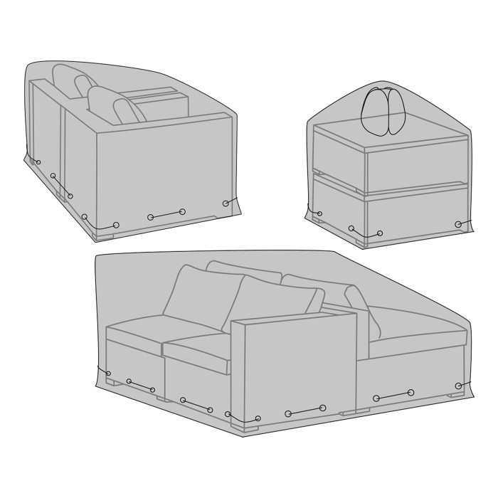 Dārza mēbeļu pārvalks 7701070 (3 gab. komplekts) — krāsa: melna