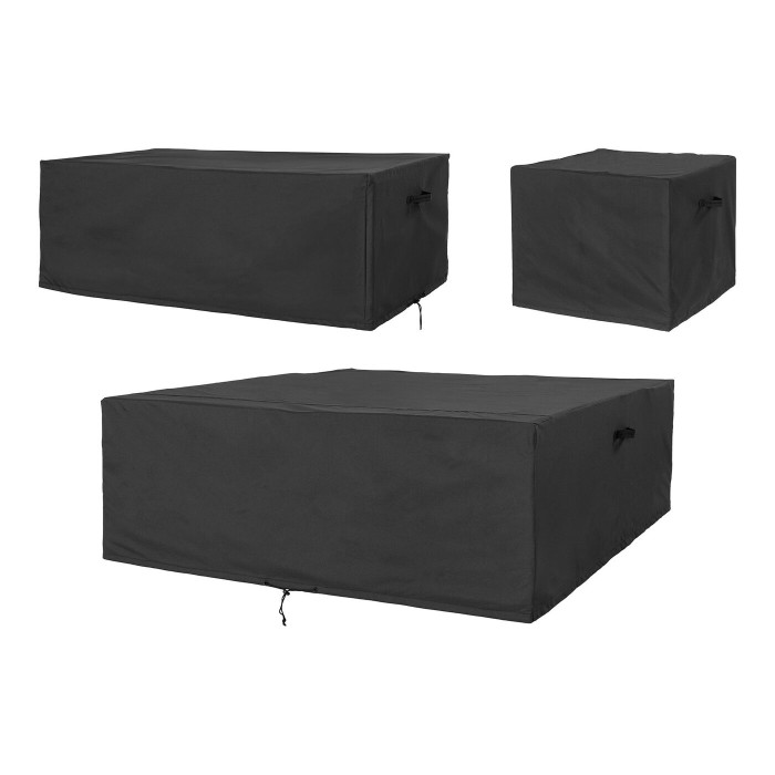 Dārza mēbeļu pārvalks 7701070 (3 gab. komplekts) — krāsa: melna