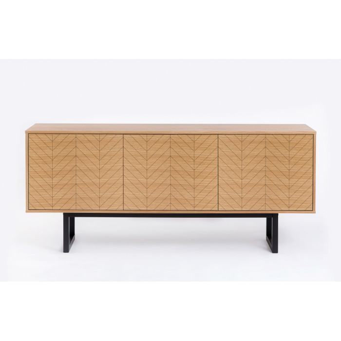 Komoda Camden Herringbone — ąžuolo spalva / juoda