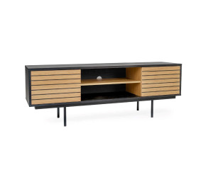 TV spintelė Stripe — ąžuolo spalva / juoda